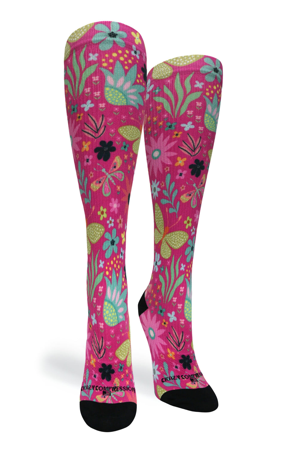 Magenta Florals Compression Socks - Equine Exchange Tack Shop