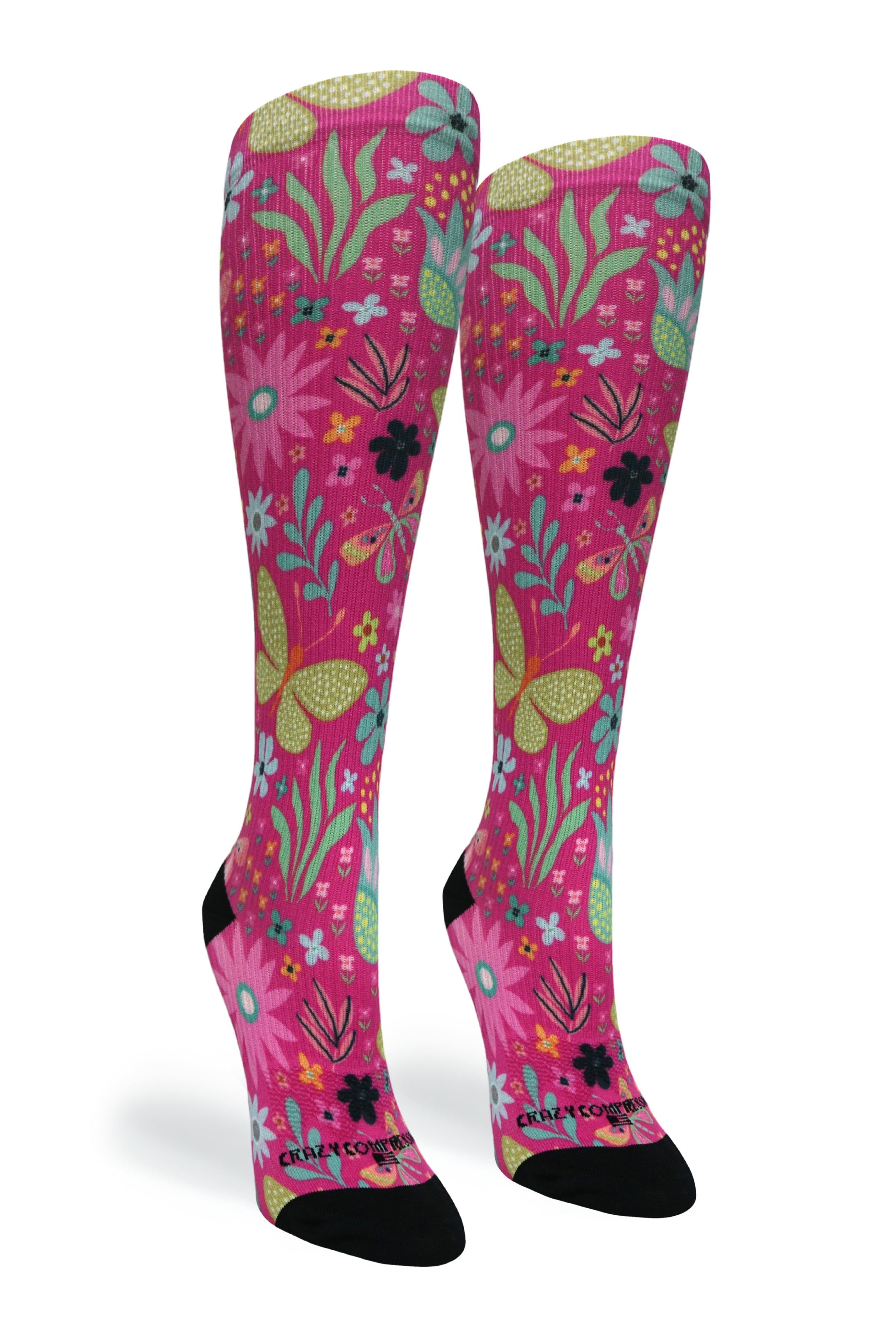 Magenta Florals Compression Socks - Equine Exchange Tack Shop