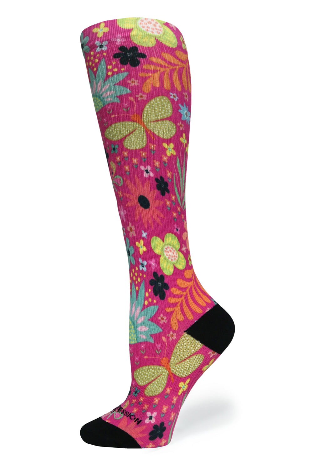 Magenta Florals Compression Socks - Equine Exchange Tack Shop
