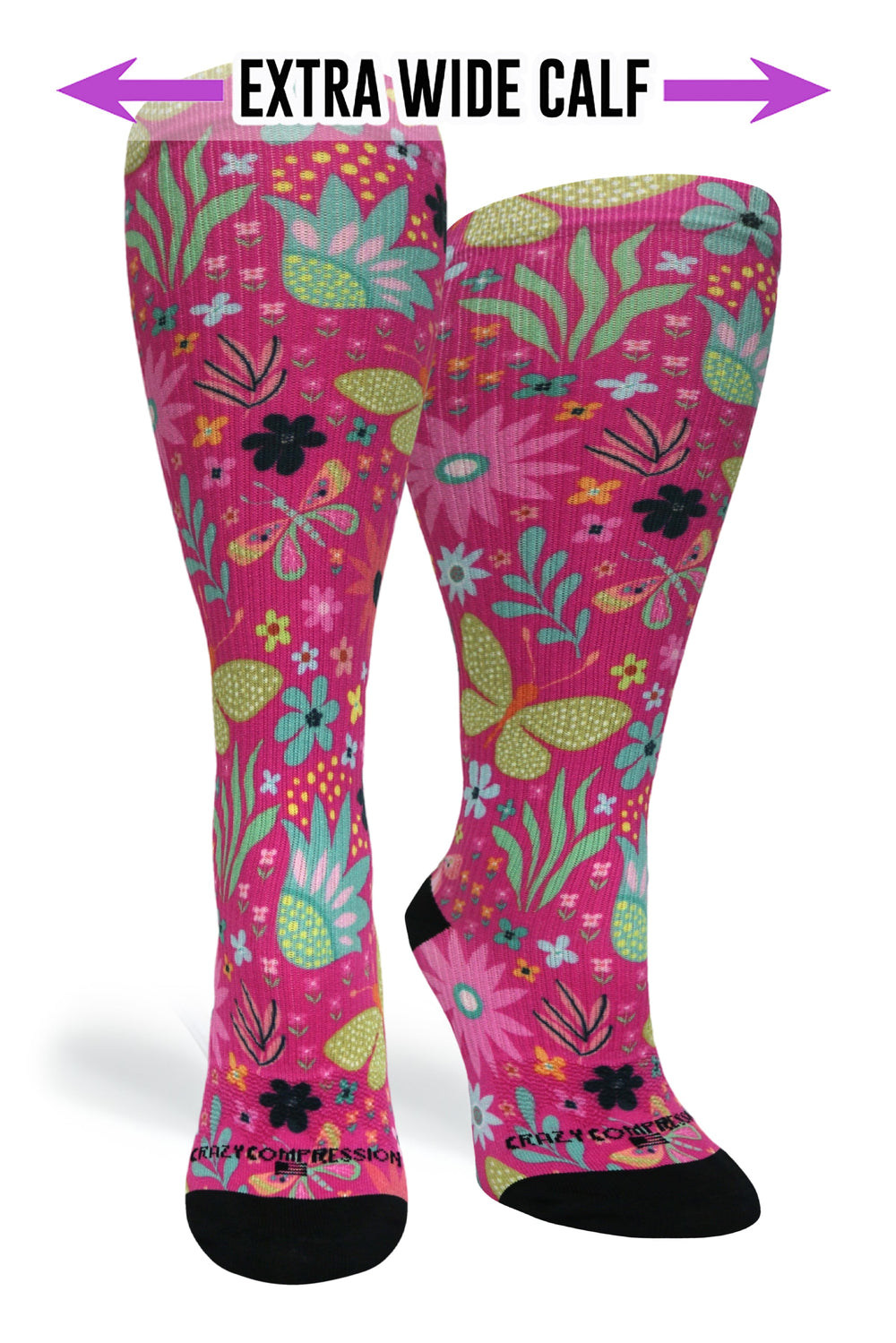 Magenta Florals Compression Socks - Equine Exchange Tack Shop