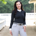 Heidi - Long Sleeve Riding Top with Crystal Fabric Trim - Equine Exchange Tack Shop