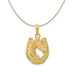 14k Yellow Gold Horse Head and Horseshoe Necklace - Equine Exchange Tack Shop
