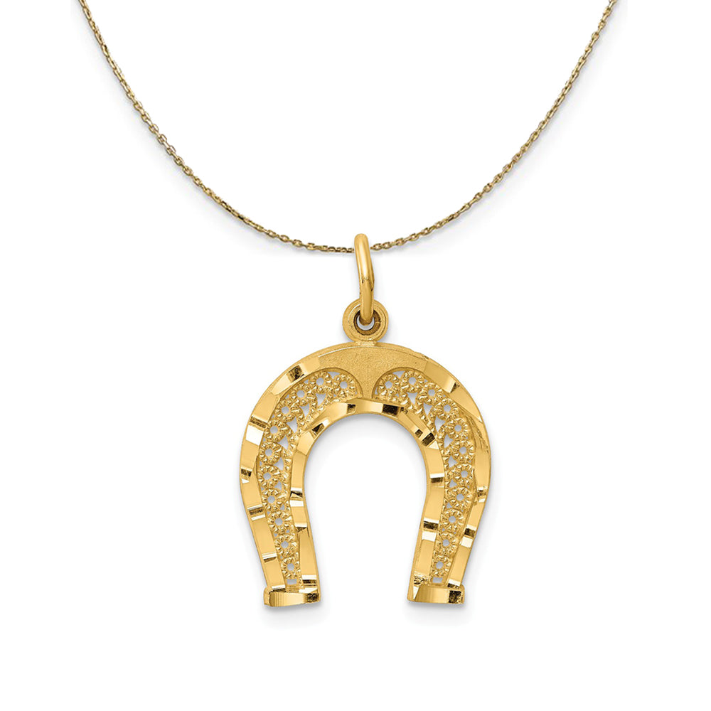 14k Yellow Gold Horseshoe Necklace - Equine Exchange Tack Shop