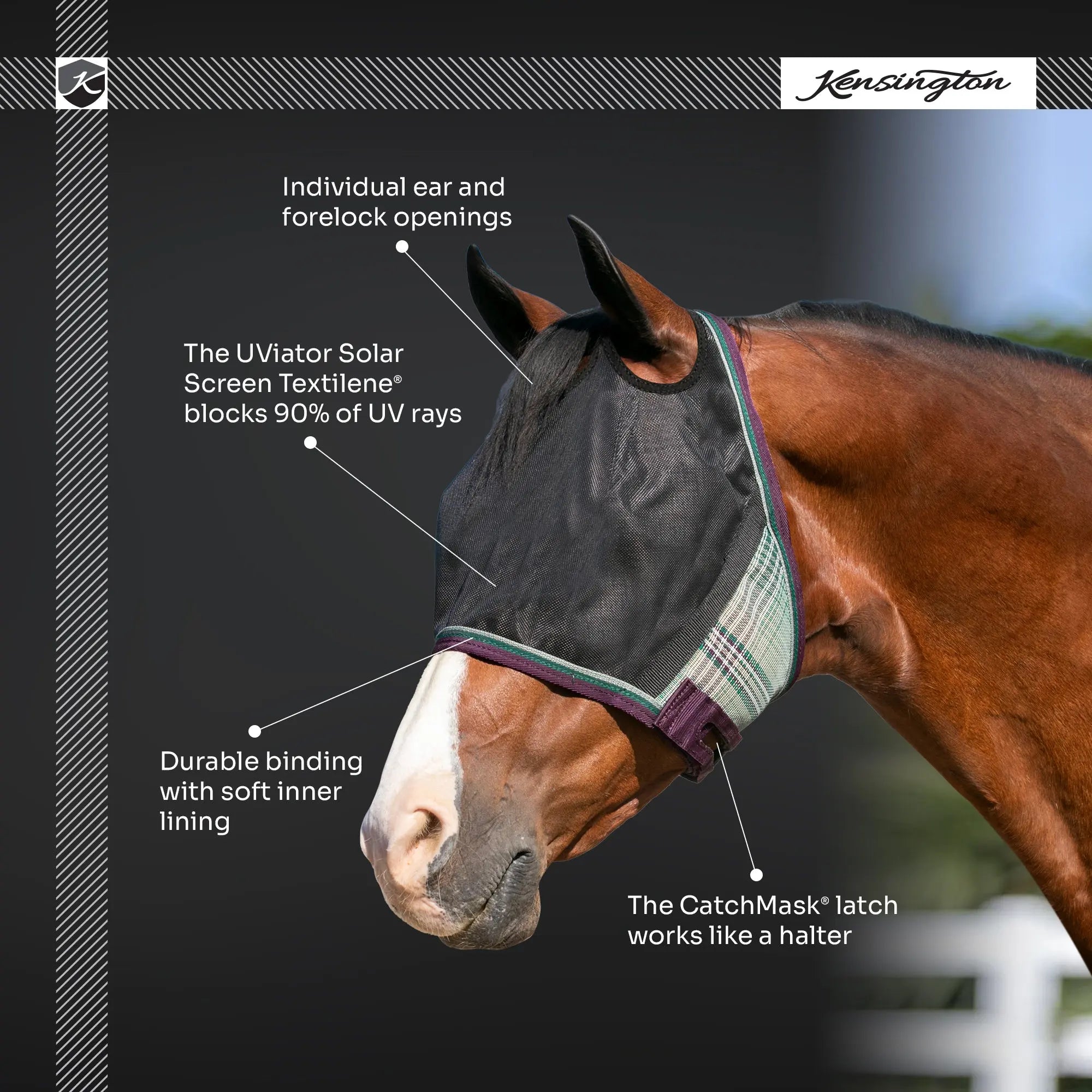 UViator CatchMask - Dual Ear Opening - 90% UV Blocking - Equine Exchange Tack Shop
