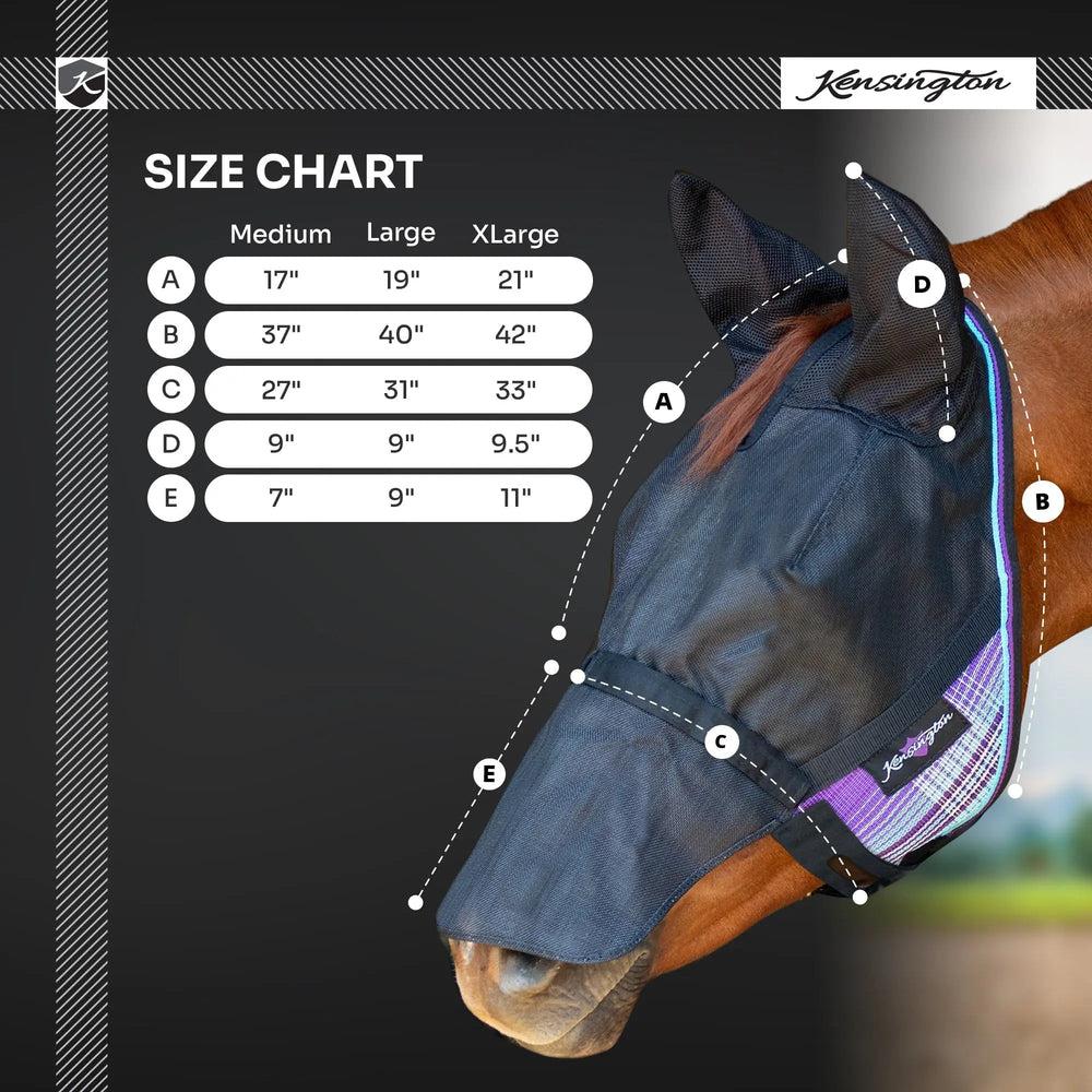 UViator CatchMask - Soft Mesh Ears with Forelock Opening and Removable Nose - 90% UV Blocking - Equine Exchange Tack Shop