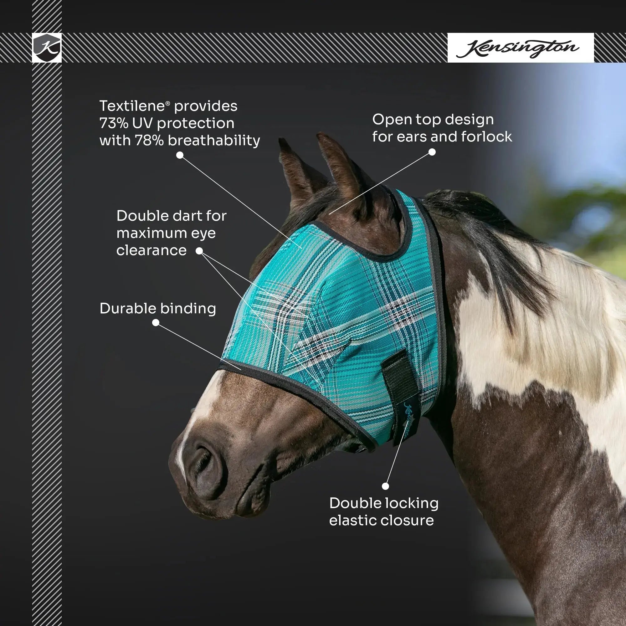 Fly Mask with Web Trim - Open Ear Design - 73% UV Blocking