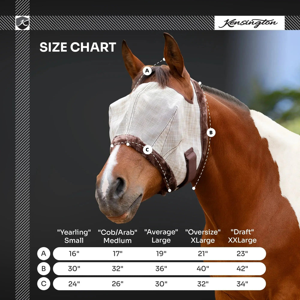 Draft Fly Mask with Fleece Trim - Open Ear Design - 73% UV Blocking - Equine Exchange Tack Shop