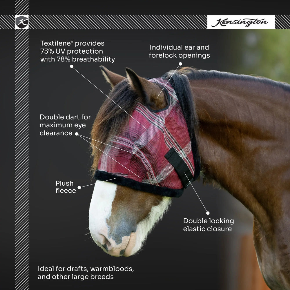 Draft Fly Mask with Fleece Trim - Dual Ear Holes - 73% UV Blocking - Equine Exchange Tack Shop