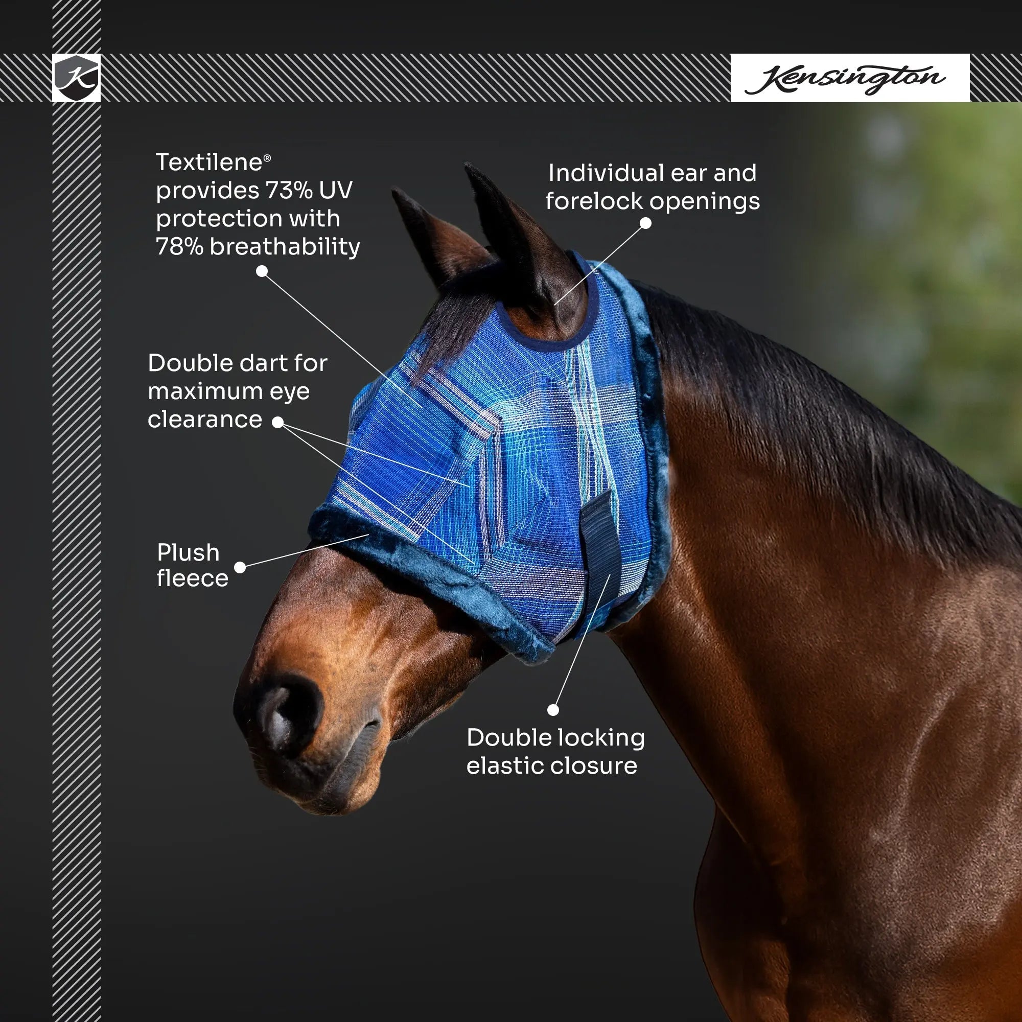 Fly Mask with Fleece Trim - Dual Ear Holes - 73% UV Blocking - Equine Exchange Tack Shop