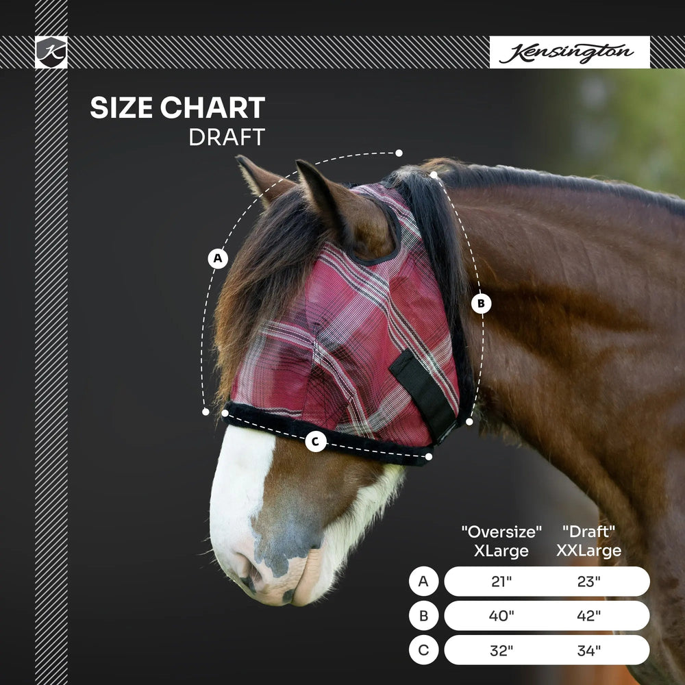 Draft Fly Mask with Fleece Trim - Dual Ear Holes - 73% UV Blocking - Equine Exchange Tack Shop
