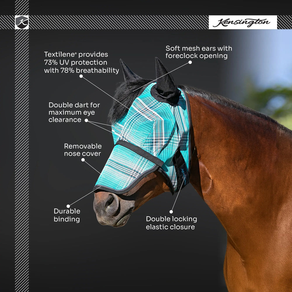 Fly Mask with Removable Nose and Soft Mesh Ears - 73% UV Blocking - Equine Exchange Tack Shop