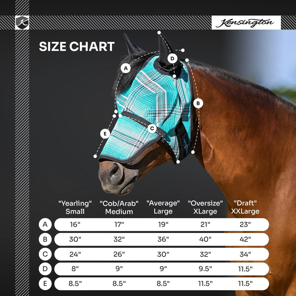 Fly Mask with Removable Nose and Soft Mesh Ears - 73% UV Blocking - Equine Exchange Tack Shop