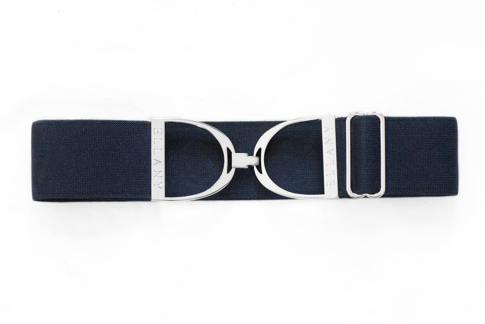 2" Elastic Belt - Navy w/Silver Stirrup - Equine Exchange Tack Shop
