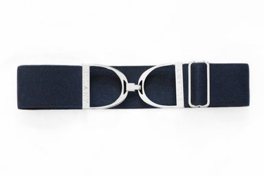 2" Elastic Belt - Navy w/Silver Stirrup - Equine Exchange Tack Shop