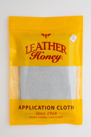 Leather Honey lint-free application cloth for leather care, showing the clean, soft cloth ready for leather cleaning and conditioning.