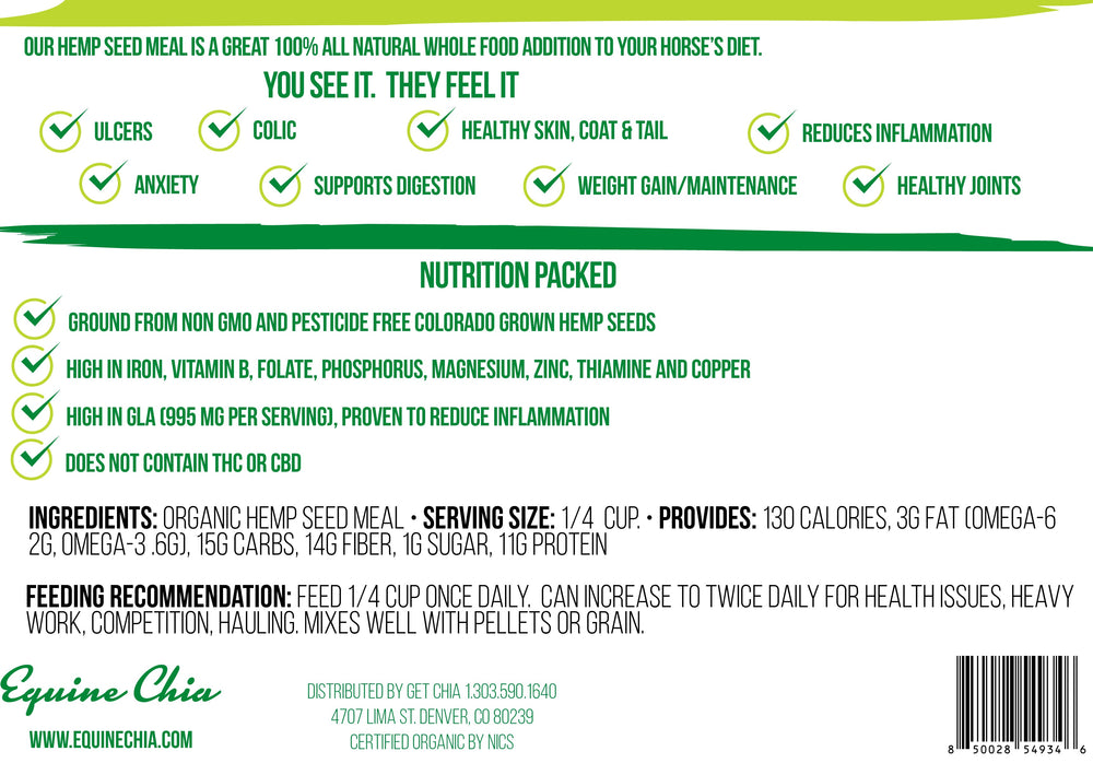Organic Equine Hemp Meal 33% Protein