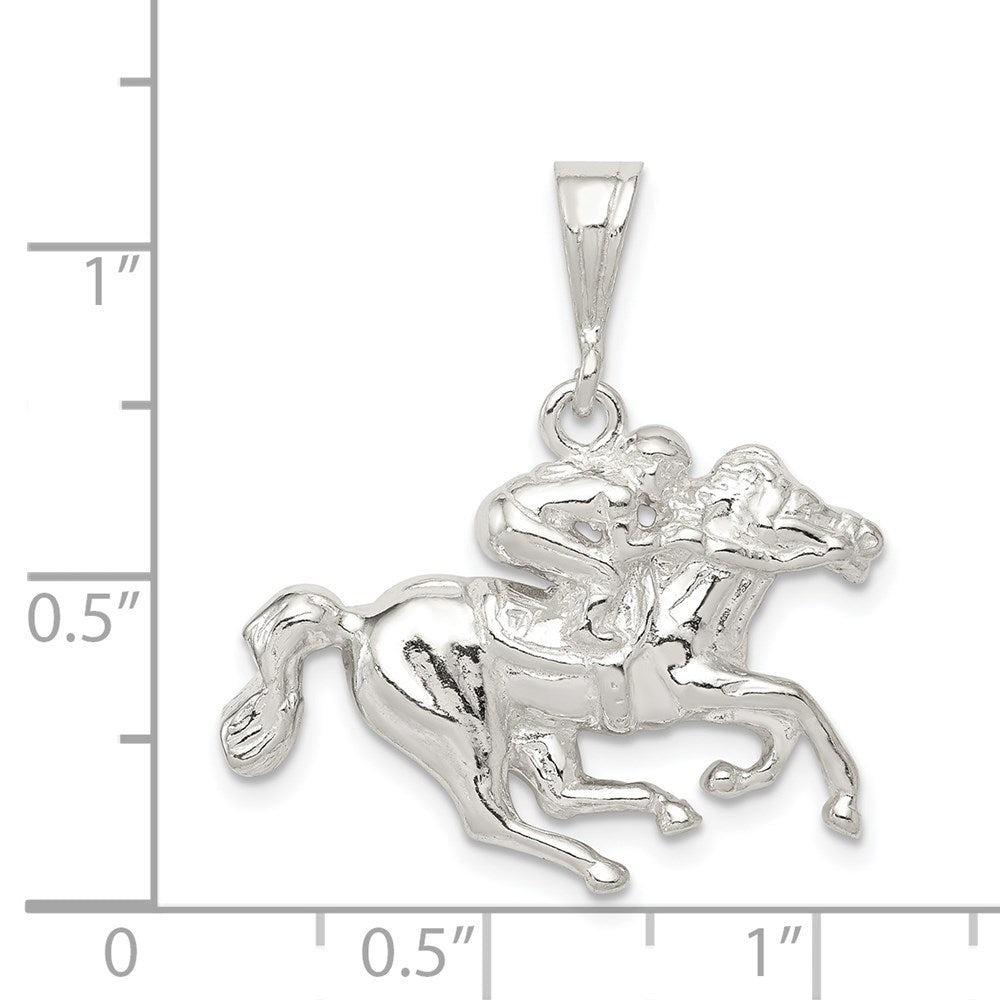 Sterling Silver Race Horse and Jockey Pendant - Equine Exchange Tack Shop