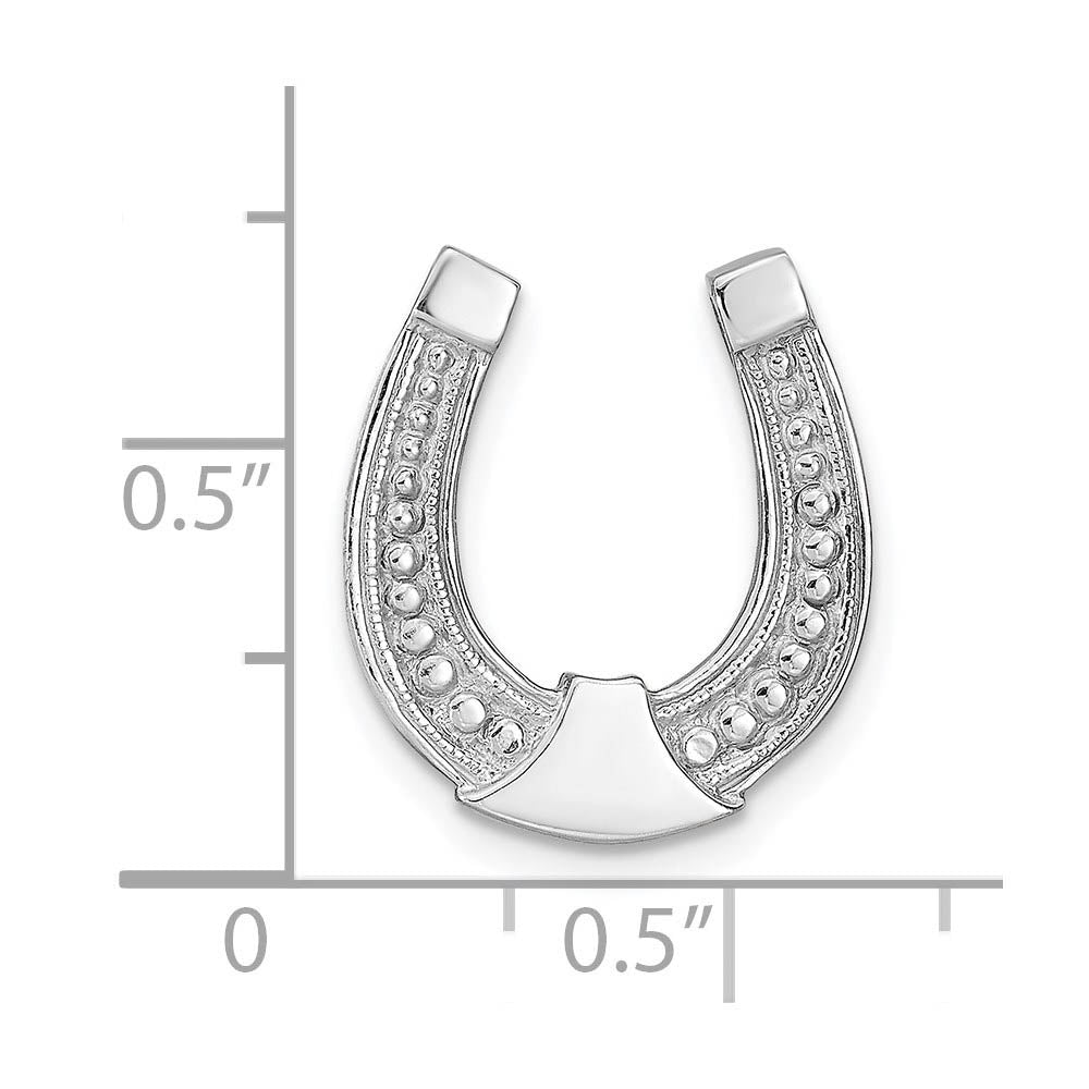 14k White Gold Horseshoe Chain Slide Pendant, 15mm (9/16 inch) - Equine Exchange Tack Shop