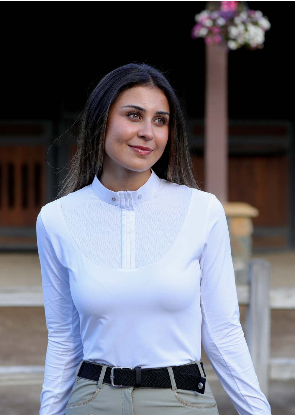 Paola - Long Sleeve Competion Shirt -White - Equine Exchange Tack Shop