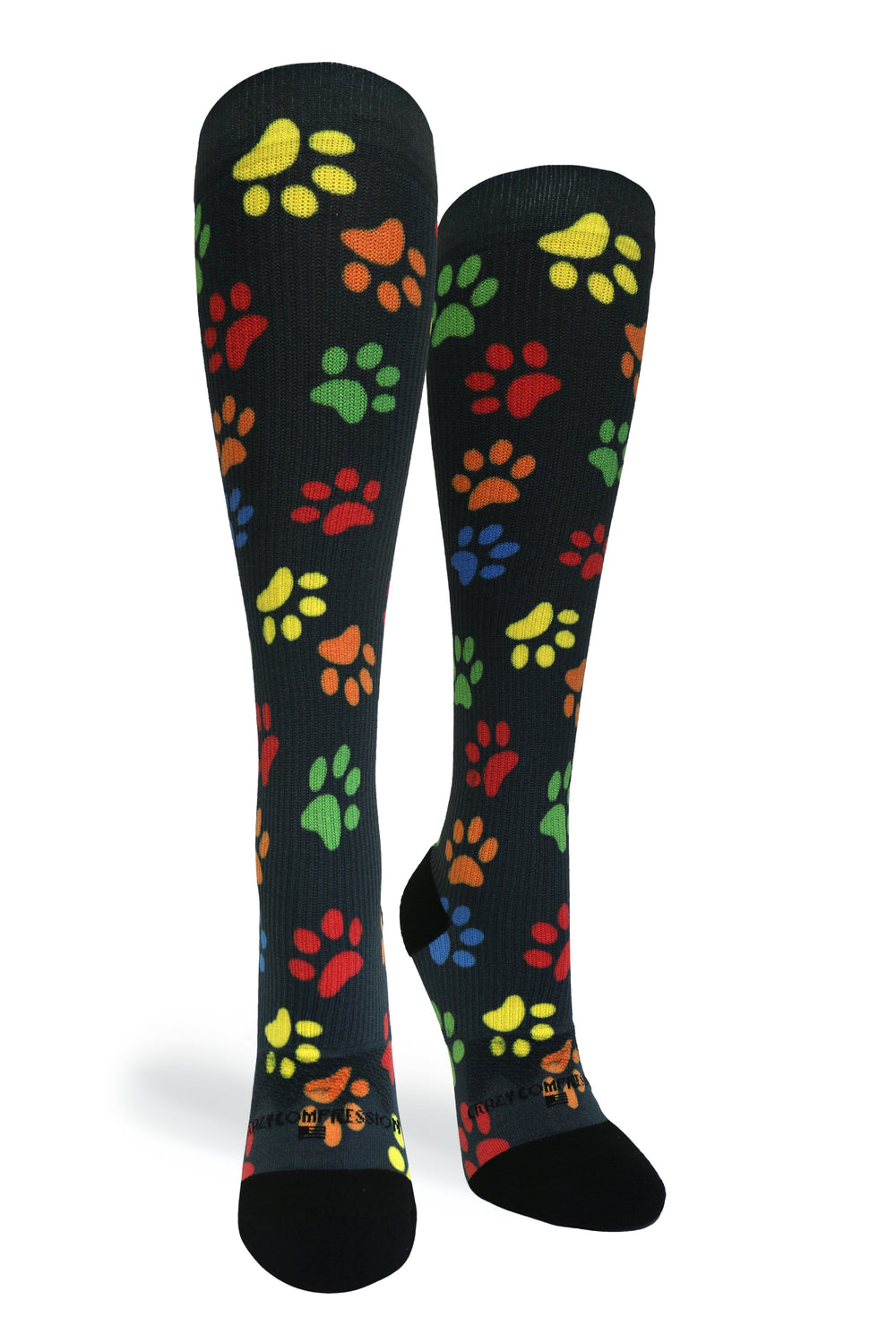 Paw Prints Black Compression Socks - Equine Exchange Tack Shop