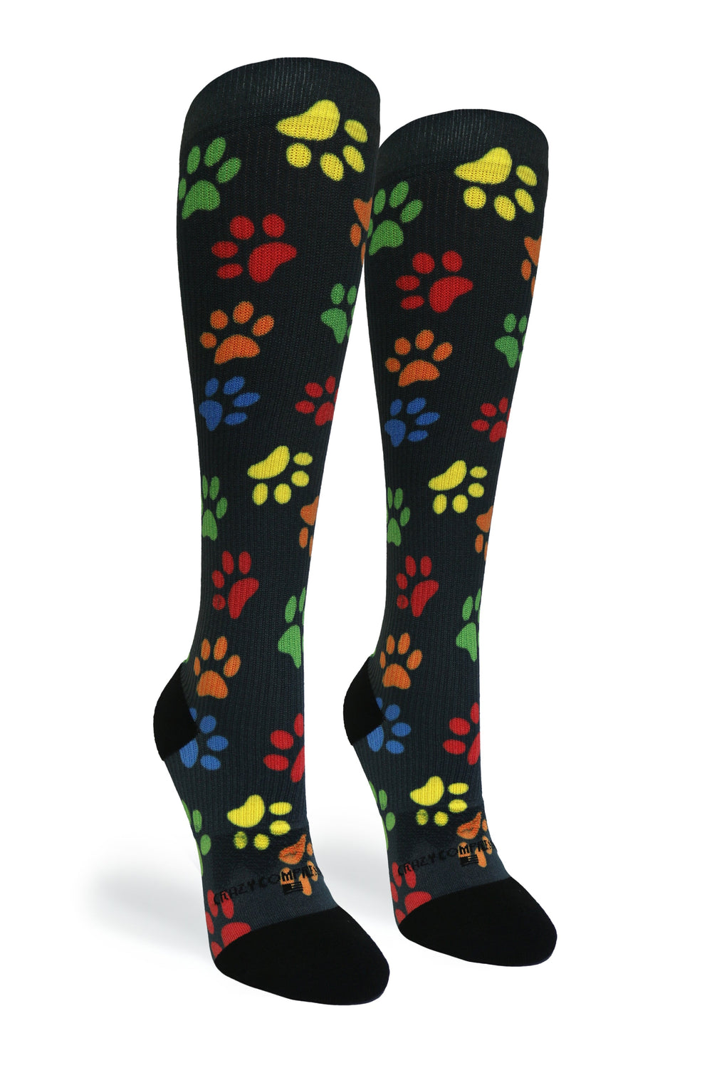 Paw Prints Black Compression Socks - Equine Exchange Tack Shop