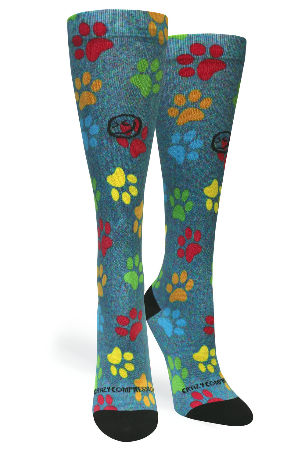 Paw Prints Station Blue Compression Socks - Equine Exchange Tack Shop