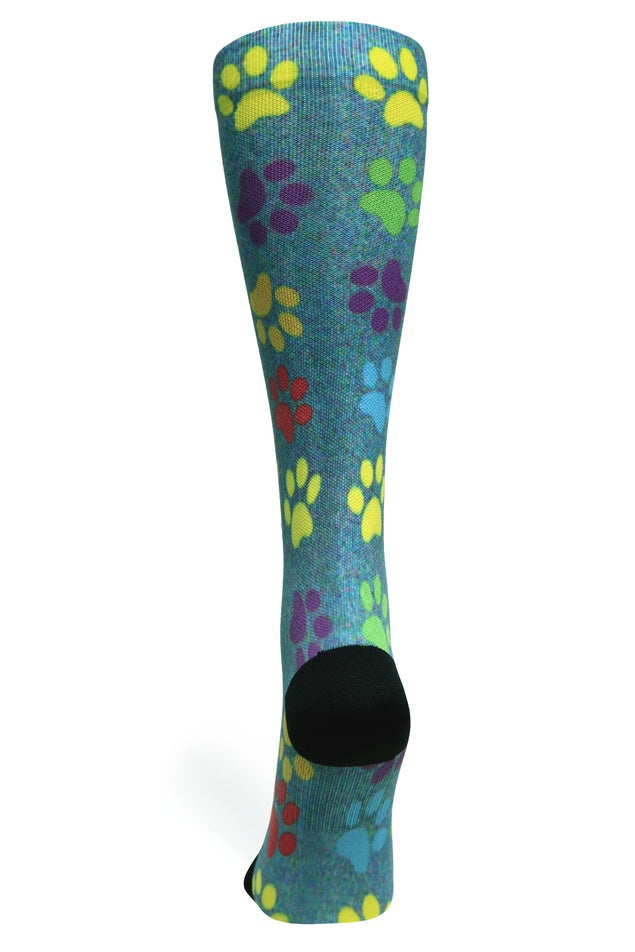 Paw Prints Station Blue Compression Socks - Equine Exchange Tack Shop