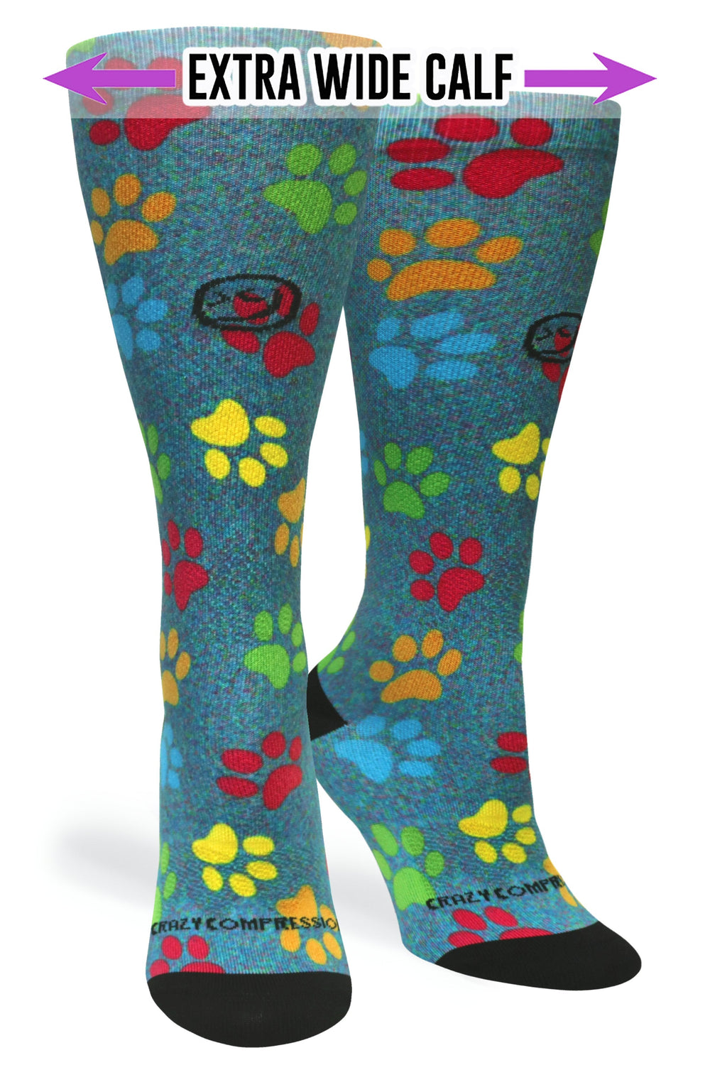 Paw Prints Station Blue Compression Socks - Equine Exchange Tack Shop