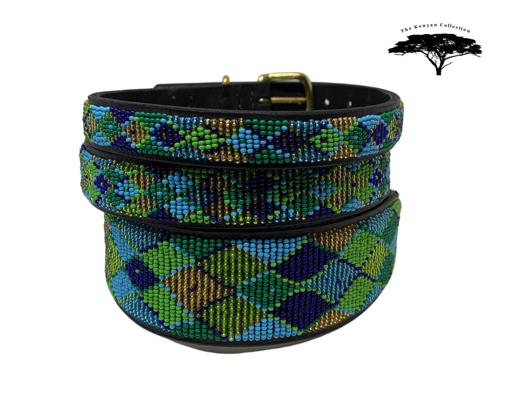 Peacock Argyle Beaded Dog Collar - Equine Exchange Tack Shop