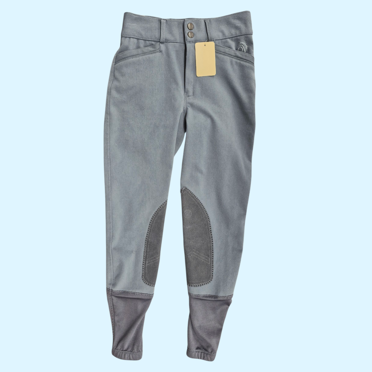 Ovation Kids Celebrity Knee Patch Breech in Gray - 14 - Equine Exchange Tack Shop