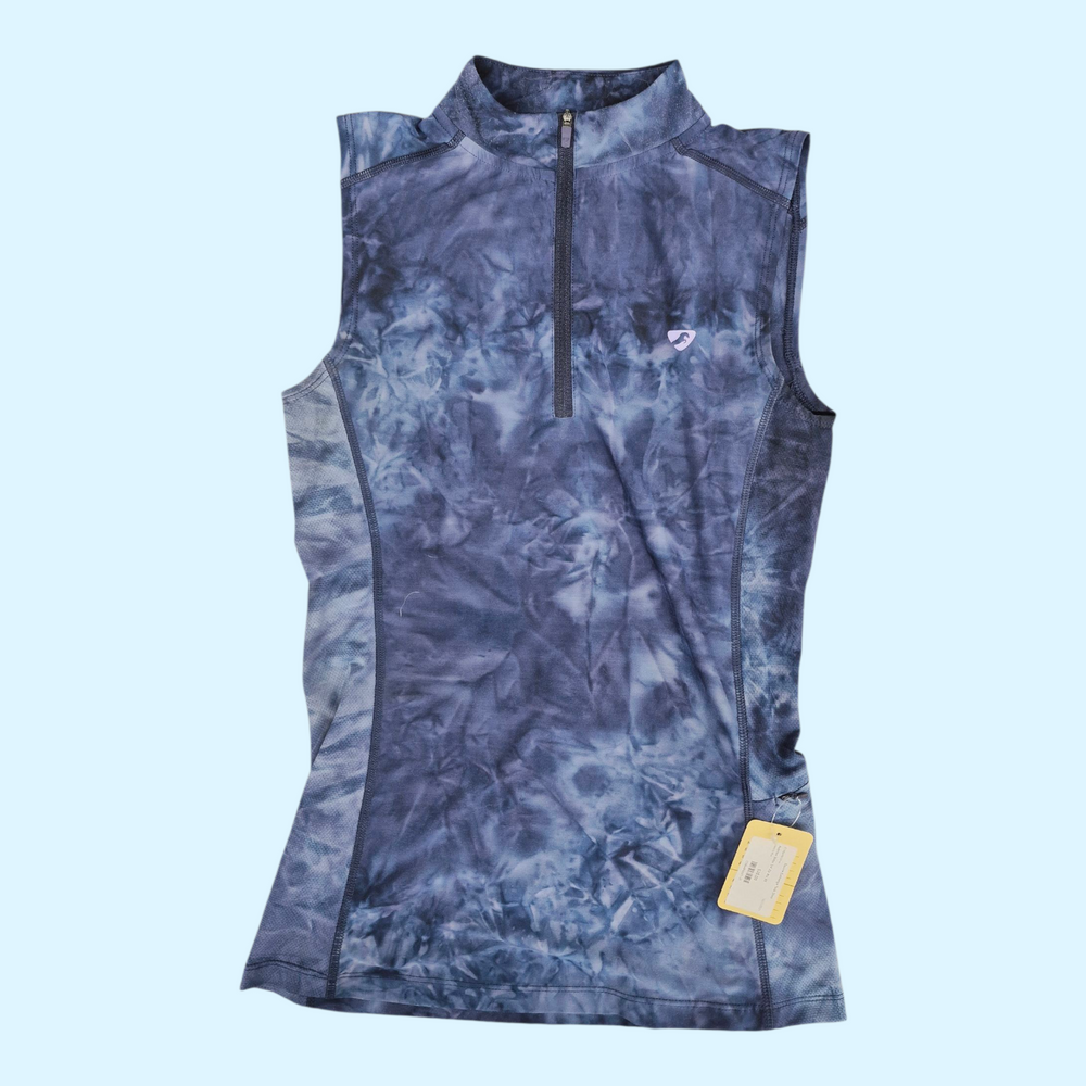 Aubrion Ladies Sleeveless 1/4 Zip Sun Shirt in Navy Tie Dye - XS