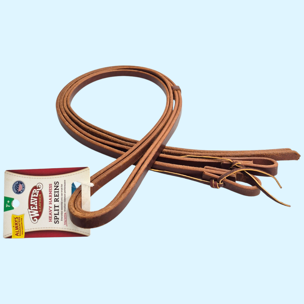 Weaver Heavy Harness Leather Split Reins in Brown - 7'