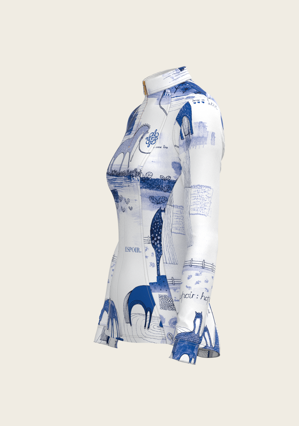 Daydreaming Horses in Blue Quarter Zip Sun Shirt - Equine Exchange Tack Shop