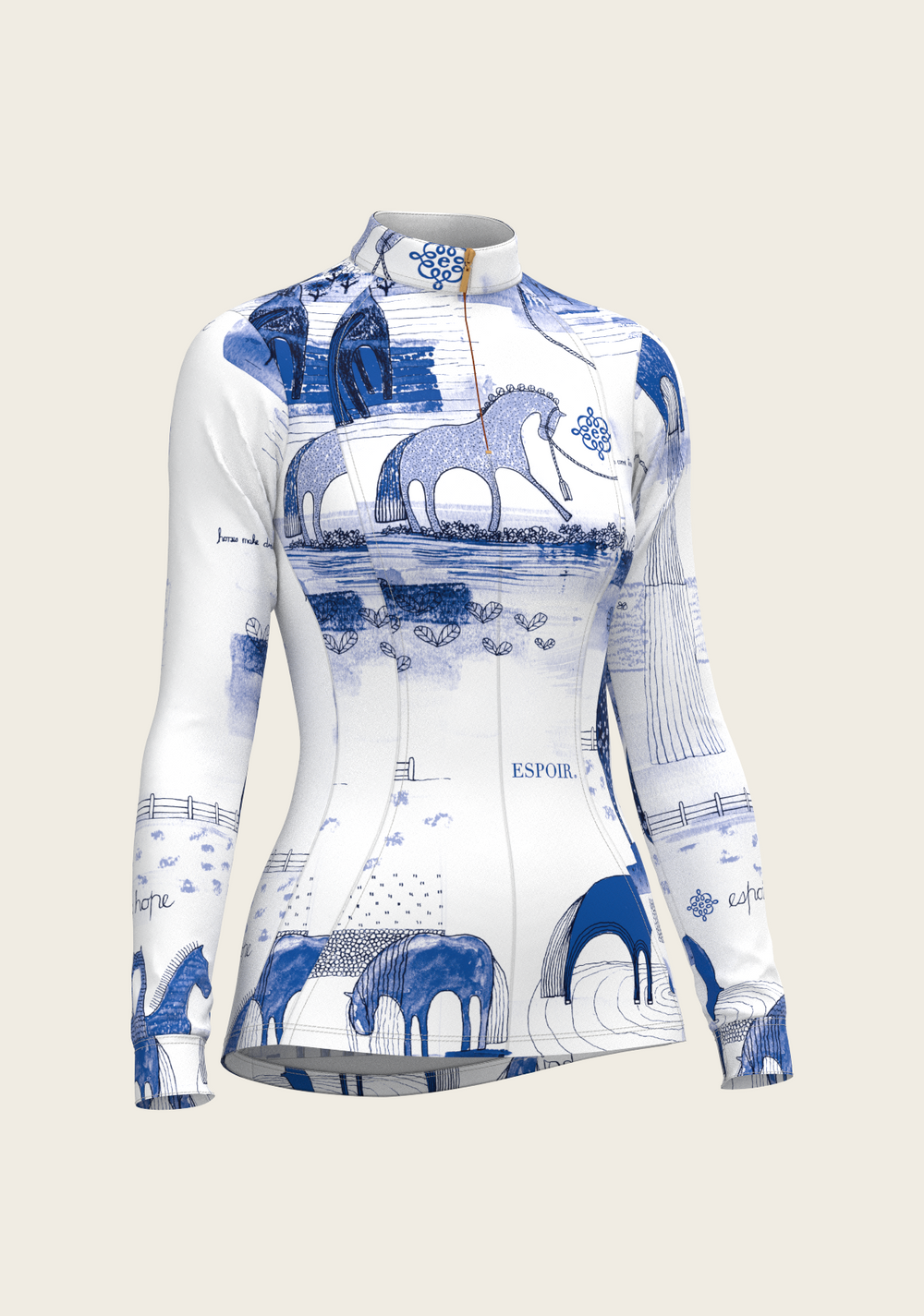 Daydreaming Horses in Blue Quarter Zip Sun Shirt - Equine Exchange Tack Shop