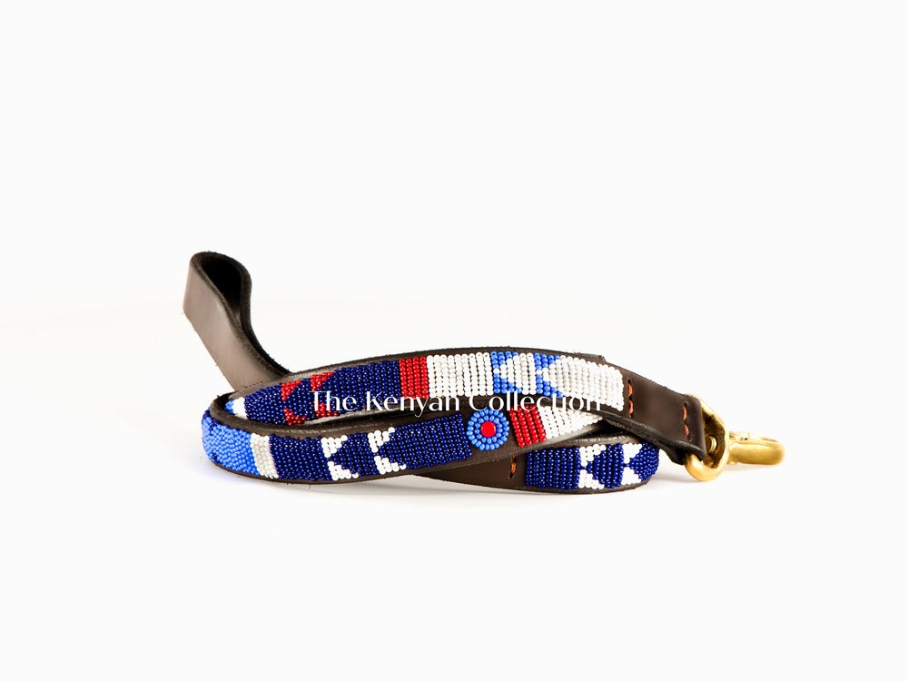 Red White Blue Beaded Dog Lead - Equine Exchange Tack Shop