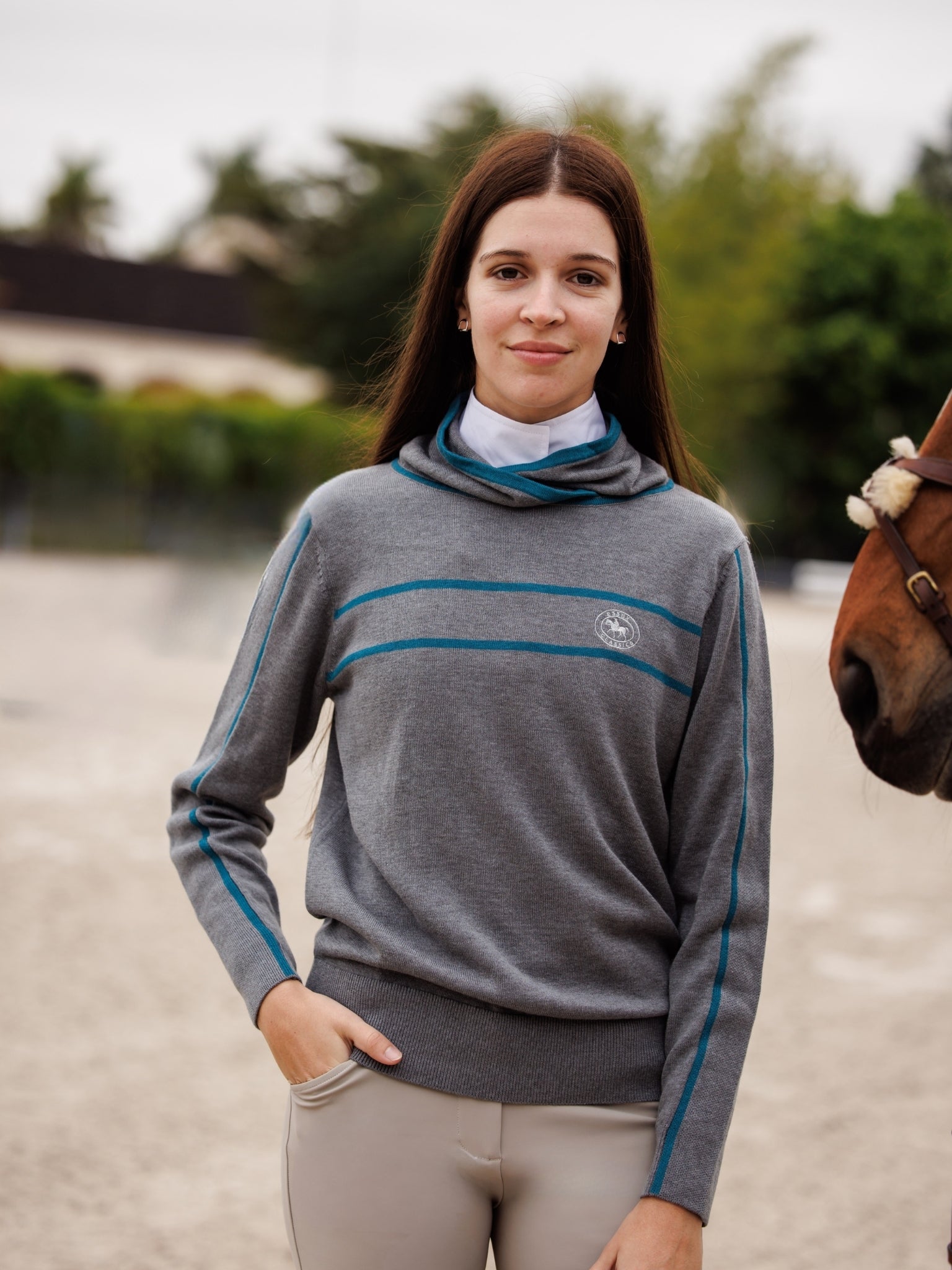 Essex Hampton Sweater - Grey & Teal