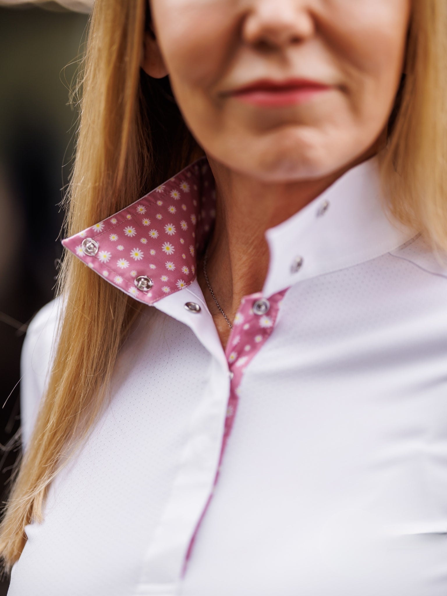 Daisy Delight Ladies Talent Yarn Wrap Collar Short Sleeve Show Shirt - Equine Exchange Tack Shop
