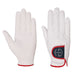 Halter Ego® Competition Gloves - Red/White/Bermuda Blue Glitter & Crystal Logo - Equine Exchange Tack Shop
