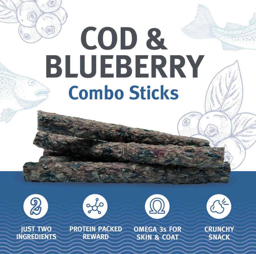 Cod & Blueberry Combo Sticks For Dogs - Equine Exchange Tack Shop