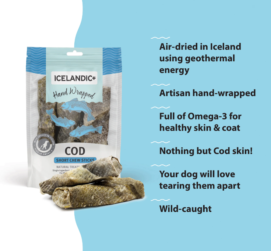 Hand Wrapped Cod Skin Short 5" Chew Sticks for Dogs - Equine Exchange Tack Shop