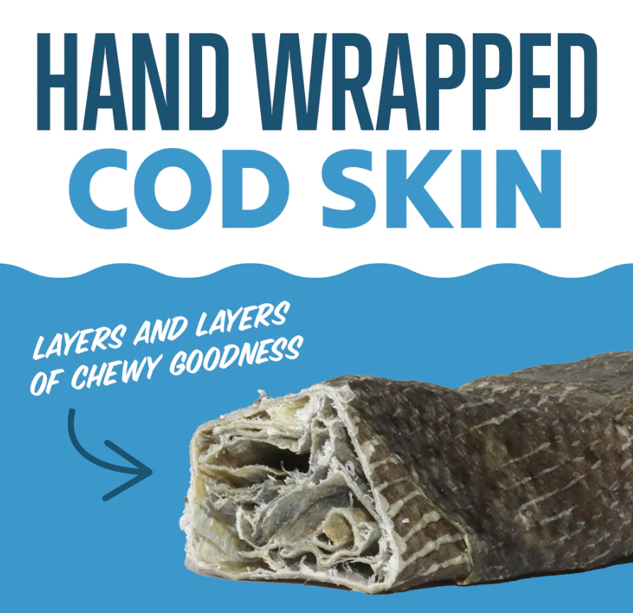 Hand Wrapped Cod Skin Short 5" Chew Sticks for Dogs - Equine Exchange Tack Shop