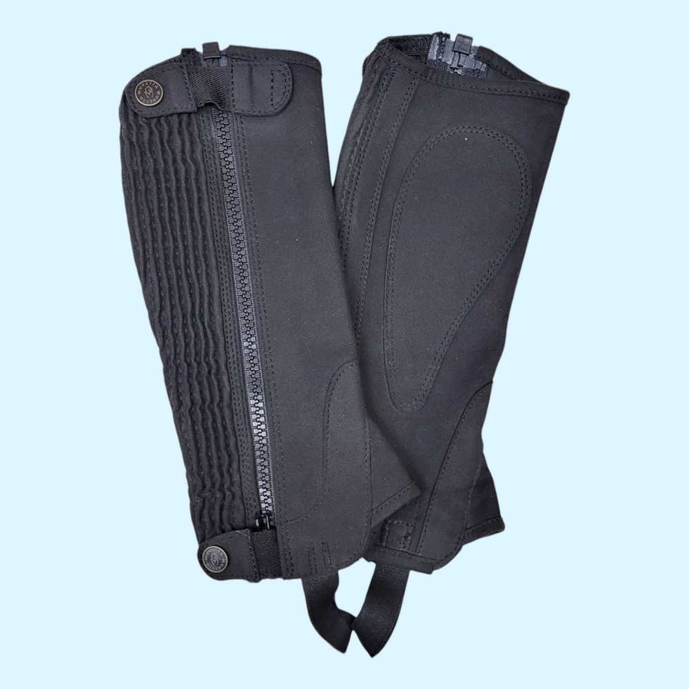 Moretta Kids Suede Half Chaps in Black - CH Medium - Equine Exchange Tack Shop