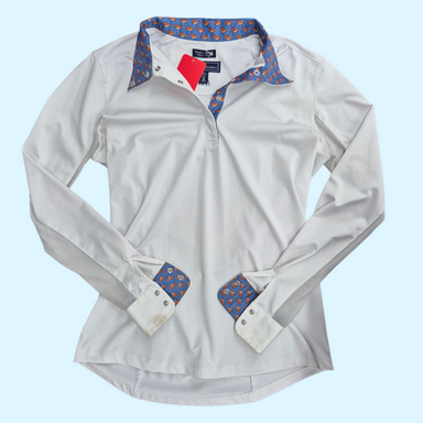 Essex Classics Ladies Show Shirt in White w/ Foxes - Medium - Equine Exchange Tack Shop
