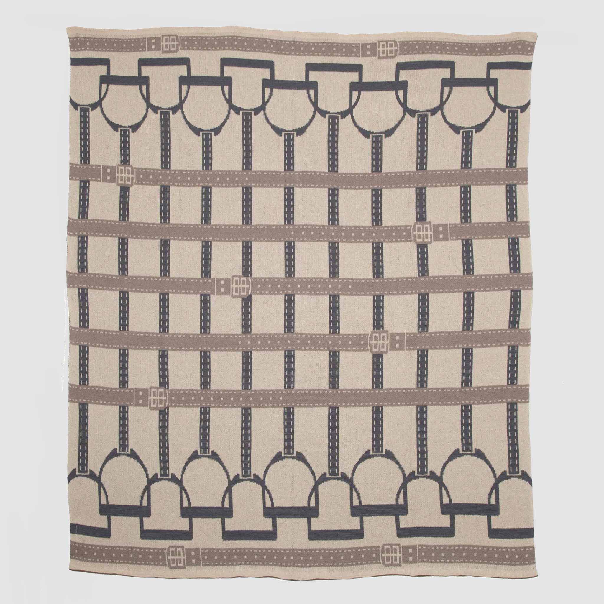 Cotton Sustainable Knit Throw Blanket - Equestrian Stirrup