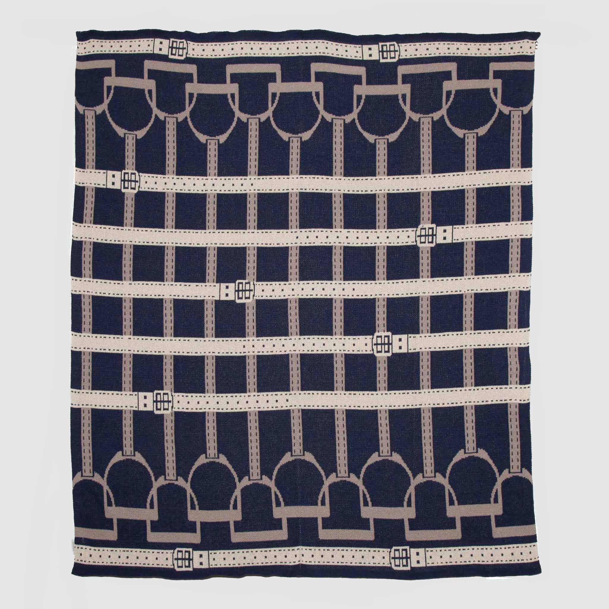 Cotton Sustainable Knit Throw Blanket - Equestrian Stirrup