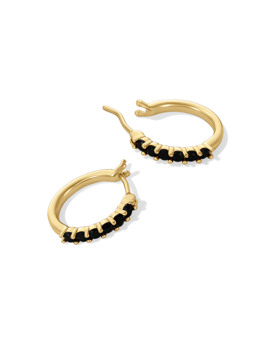 Noir Huggie Hoops