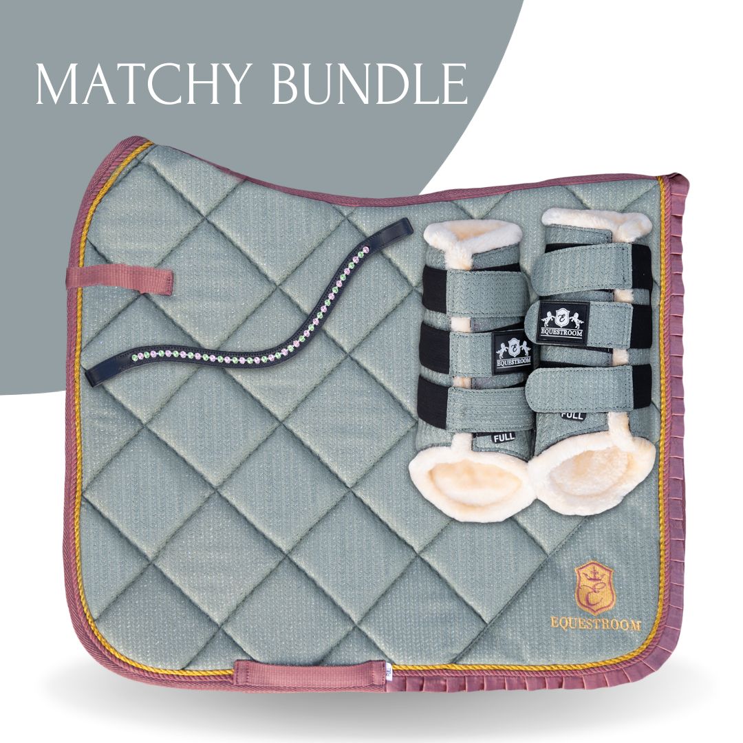 Teaparty Green Saddle Pad Set (Limited Edition) - Equine Exchange Tack Shop