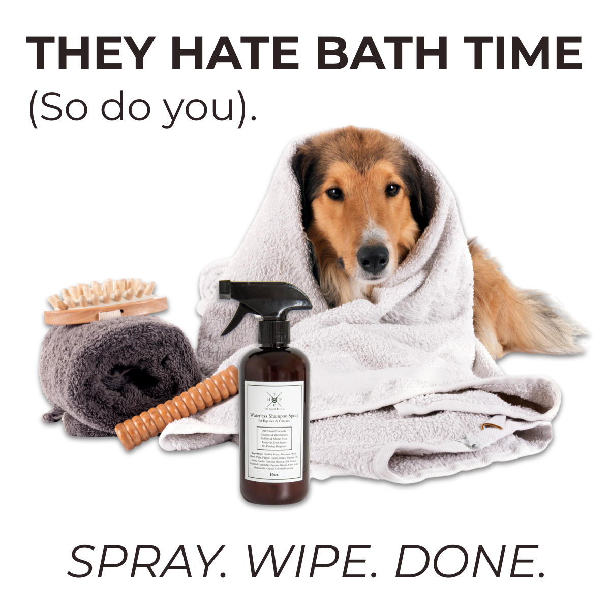 All Natural Waterless Shampoo Spray - For Dogs & Horses - 16oz  