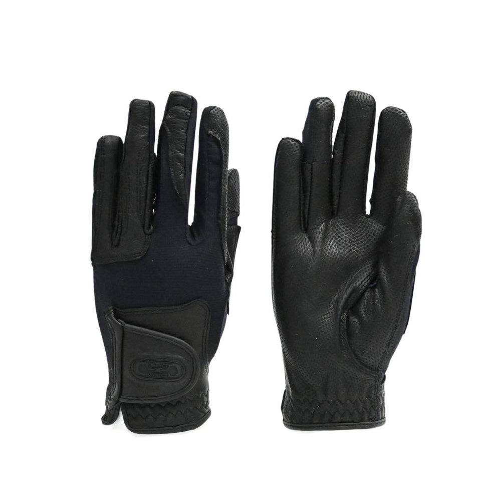 Tackified Copper Tech™️ Leather Premium Riding Glove in Black - Equine Exchange Tack Shop