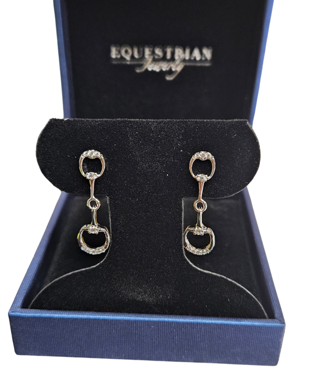 Brass Dangle Bit Earrings with Stones